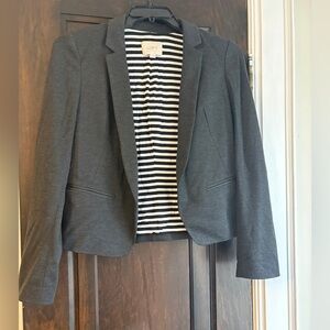 LOFT Charcoal Blazer with Striped Lining